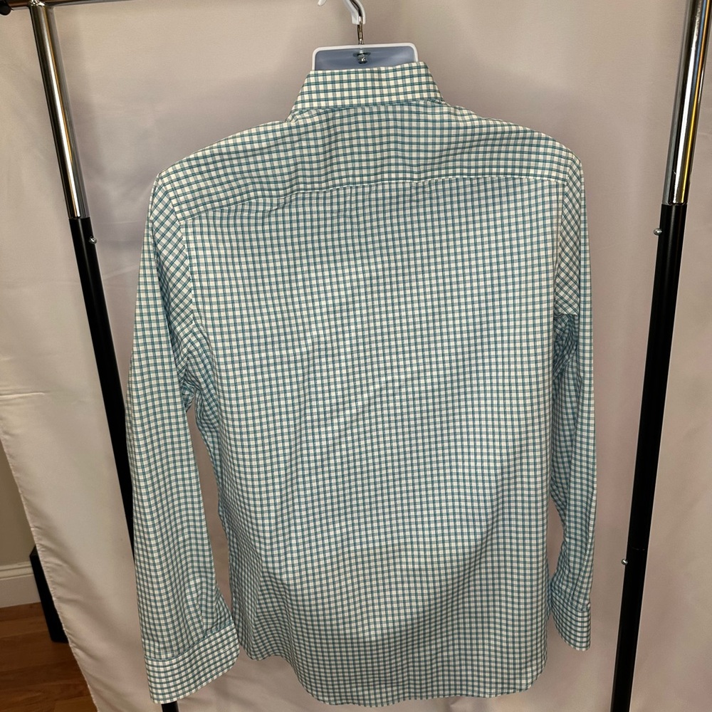 Banana Republic Non-Iron Slim Green Checkered Shirt - Picture 5 of 7